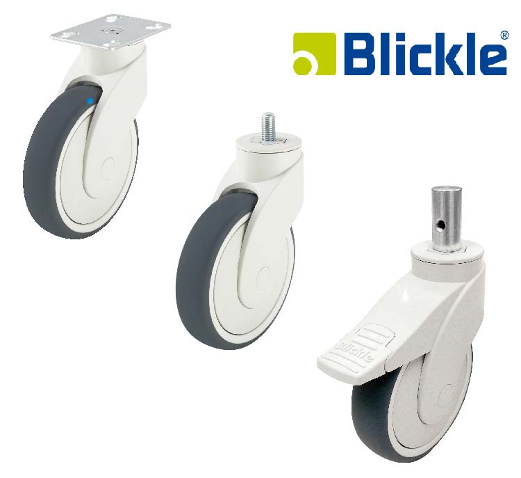 Bánh xe đẩy bằng nhựa thiết kế WAVE<br>(Khung càng bằng thép và thép không gỉ)