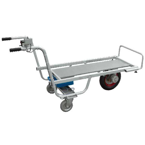 バッテリー式電動運搬台車（電動アルミロング台車）Xe đẩy hàng chạy điện kiểu dùng pin<br> （Xe cút kít chạy điện bằng nhôm dạng dài）