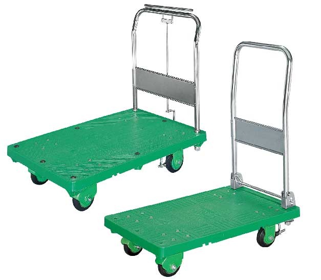 ストッパー付運搬台車（プラスチック低ノイズ製）Xe đẩy hàng có khóa bánh xe（Loại bằng nhựa – Loại ít ồn）